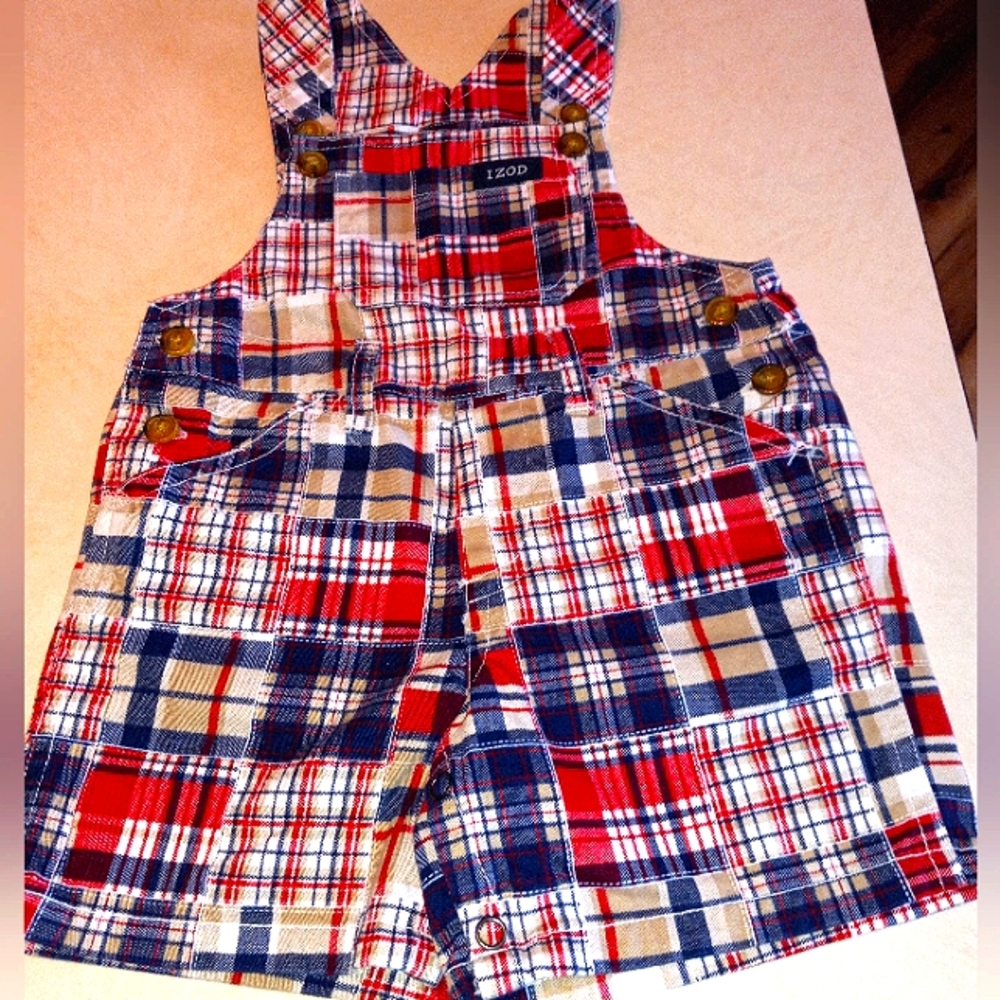 JULY 4th! IZOD Short Bib Overalls, 12 m